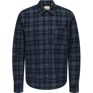 Only & Sons William Overhemd - Herenblouse lange mouw - Flint Stone Blue Nights/Gardenia