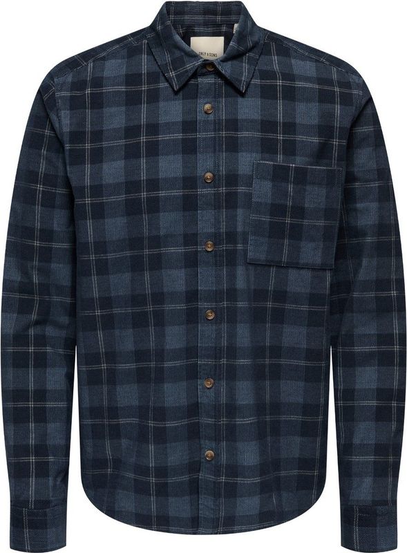 Only & Sons William Overhemd - Herenblouse lange mouw - Flint Stone Blue Nights/Gardenia