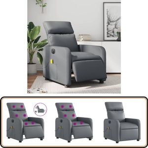 vidaXL Massagestoel - Verstelbaar - Elektrisch - Grijs Elektrische Massagestoel - Massagefauteuil - Ergonomische Stoel - Relaxstoel - Lounge Stoel