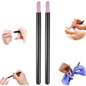 2 nagelvijltjes, nagelpolijstpen, pedicure pen, nagelriem verwijderaar, voor het repareren van de nagelrand of het verwijderen van dode huidcellen (13*0,8 cm, zwart)