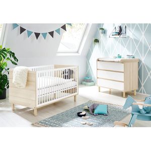 'Flow' Starterset - Ledikantbed - Kindermeubilair - Ombouwbaar tot Junior Bed - 145cm x 75cm x 85cm & Aankleedkussen - 105cm x 77cm x 98cm