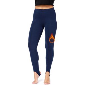 Bellivalini Dames thermische leggings gevoerd met voetlus voor winter warm apre ski BLV50-321, Donkerblauw, S