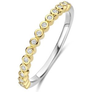 TI SENTO Dames Ring - 925 zilver - Zirkonia met geel verguld - Maat 18.50 mm / maat 58 - 12364ZY