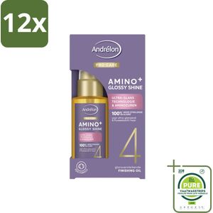 Andrélon – Finishing Oil – Pro Care Amino+ Glossy Shine – 50 ml - Voordeelverpakking - 12 stuks - Glans haar - Pluisvrij haar