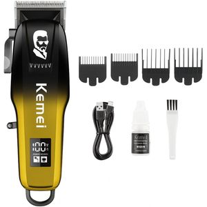 Kemei KM-709A Professionele Draadloze Tondeuse – Oplaadbaar – LED Display – 2000mAh – 4 Opzetkammen