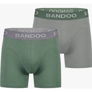 Bandoo Men's Bamboo - boxershorts heren - heren ondergoed - boxershorts - 2 Pack - Green - Grey - Size : M