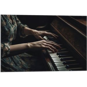 Vlag - Muziek - Piano - Handen - Mens - Jurk - 60x40 cm Foto op Polyester Vlag