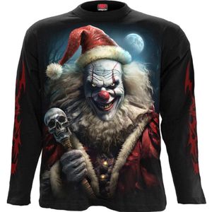 Spiral Santa Clown - Longsleeve Heren Shirt met lange mouwen - zwart - L