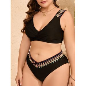 Vrouwen Bikini Set Kruis Tweedelig Zwempak V Hals Zwemkleding, Hoge Taille Zwempakken Bikini Top Zwemmen Trunks Suit met Tummy Control Swimsuit Strand Vakantie Zwempak Beachwear