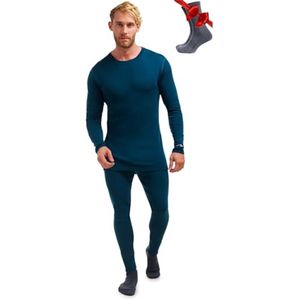 Heren Thermo Onderhemd van 100% Merinowol met Lange Mouwen + Merinowollen Wandelsokken