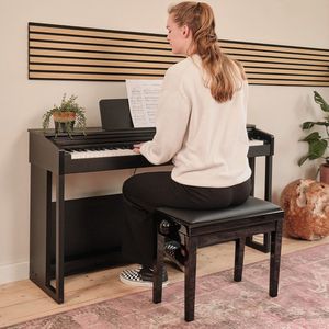 Innox PB 40BK Pianobank - Pianokruk in hoogte verstelbaar - Zwart - Kruk voor piano en keyboard