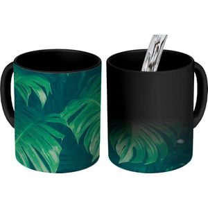 Magische Mok - Foto op Warmte Mokken - Koffiemok - Monstera - Bladeren - Planten - Jungle - Natuur - Magic Mok - Beker - 350 ML - Theemok