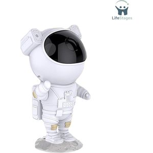 LifeStages - Noorderlicht Projector - Astronaut Sterrenhemelprojector voor Kinderen - Noorderlicht Projector - Nachtlampje - Sterrenhemel - Sterrenprojector - Sterrenlichtprojector voor Slaapkamer, Woonkamer, en Plafond - USB - Wit