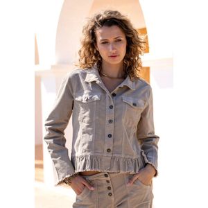 isla ibiza bonita - coat chiclana velvet dark kaki - herfst- en wintercollectie - ibiza