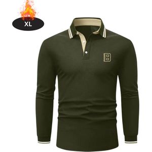 Bovista Poloshirt Heren - T-Shirt Heren - Shirt - Overhemd - Polo Shirt Lange Mouwen - Legergroen - XL