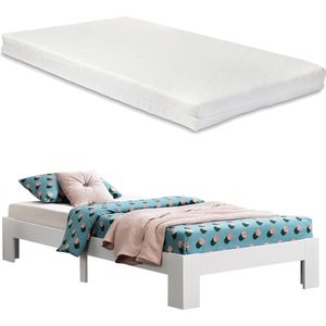 Houten bed Raisio grenen met matras 120x200 cm wit