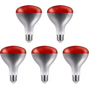 Asalite Infrarood Warmtelamp Rood R125 E27 - 100W - Rode Infraroodlamp - Ø125mm - 5 stuks