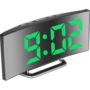 Digitale wekker met groot LED-spiegelscherm, temperatuur en sluimerfunctie