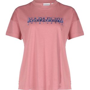 Napapijri Sileo Tee, Dames T-Shirt met print, Roze - Maat L