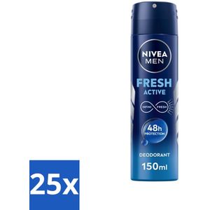 25 x NIVEA MEN - Deodorant Spray - Fresh Active - 150 ml -