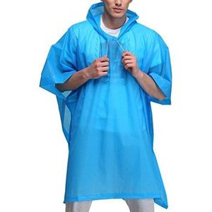 Blauwe Lichtgewicht Regenponcho met Witte Koord | Poncho | Regen | Regenjas | Regenkleding | Koordjes Wit | Blauw