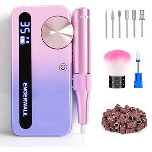 Elektrische Nagelvijl met 7 Polijstkoppen en 56 Schuurbanden voor Manicure en Pedicure - Draadloos en Oplaadbaar met 35.000 tpm