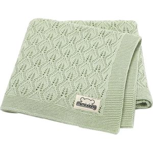 Zachte Gebreide Babydeken van 100% Katoen voor Pasgeborenen - Sage Green - 100 x 80 cm