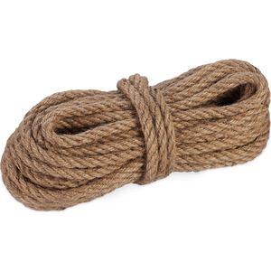 Relaxdays jute touw 8 mm x 40 m - sterk bindtouw - jute koord decoratie - knutselen - tuin