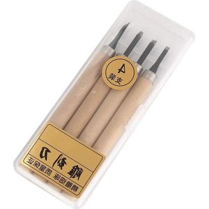 Houtsnijmes Handmatige Puntenslijper Rubberen Stempel Detail Snijmessen Carving Tools Set - Set van 4 stuks .