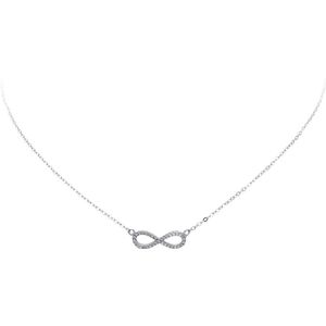 Lovenotes ketting - zilver - gerodineerd - infinity - zirkonia - 42 + 3 cm