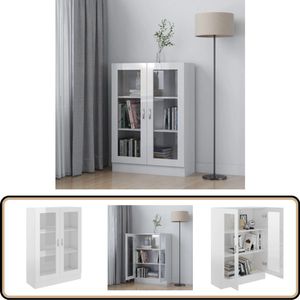 vidaXL Vitrinekast - Hoogglans Wit - 82,5x30,5x115 cm Vitrinekast - Vitrines - Houten Kast - Witte Kast - Opslagruimte