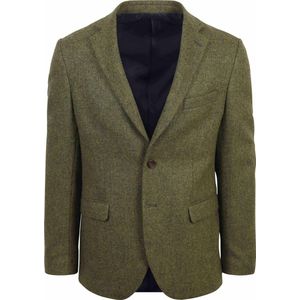 Suitable - Tweed Colbert Herringbone Groen - Heren - Maat 50 - Modern-fit