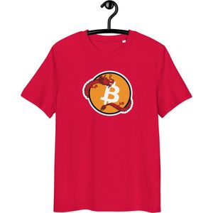 Bitcoin T-shirt - Red Dragon - Unisex - 100% Biologisch Katoen - Rood - Maat S | BitPopArt | Bitcoin cadeau| Bitcoin T-shirt| Crypto T-shirt| Crypto Shirt| Bitcoin Shirt| Bitcoin Merch| Crypto Merch| Bitcoin Kleding