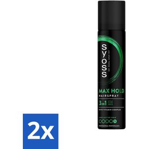 2 x Syoss - Max Hold - Haarspray - Compacte Fixatie - 75 ml - Haarspray - Fixatie - Styling - Syoss - Max Hold