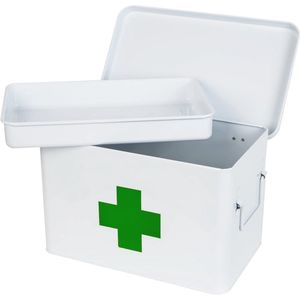 Medicijnen Opbergdoos van Metaal - Praktische EHBO-Koffer, 32,5 x 20 x 20,5 cm, Wit