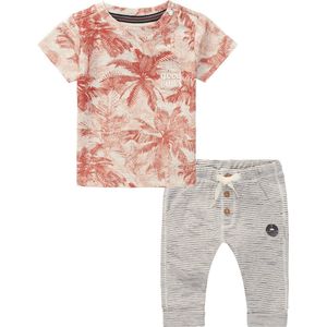 Noppies - Kledingset - 2delig - Broek Hospet Ebony White - Shirt Hudaida Hot Sauce - Maat 74