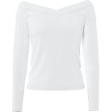 PIECES - PCMALIVA LS OFFS V-NECK TOP JRS NOOS BC - Dames Blouse - V-Hals - Korte Mouwen - Stretch Fit