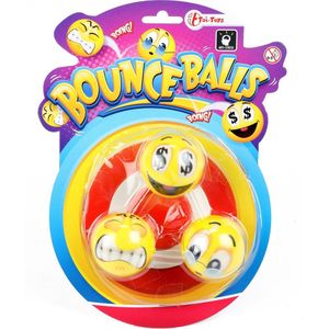 Toi-toys Stuiterbal Bounce Balls 9,5 Cm Rubber Geel 3 Stuks