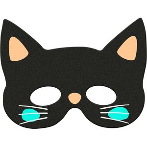 Folat - Masker Happy Halloween Zwarte Kat - Halloween Masker kinderen horror