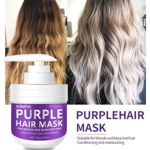 Paarse Keratine Haarmasker - 100g - Ideaal voor Blond, Platina, Zilver & Grijs Haar - Verwijdert Gele Tinten & Messing - Hydrateert Droge, Beschadigde Vlokken - Maakt Haar Glanzend en Gezond