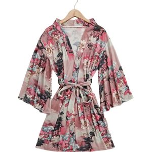 Nivard Badjas Dames - Kimono - Kamerjas - Ochtendjas - Pyama - Roze - L