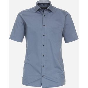 CASA MODA modern fit overhemd - korte mouw - popeline - blauw - Strijkvrij - Boordmaat: 42