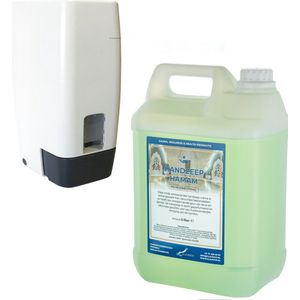 Zeepdispenser 1 liter kunststof hervulbaar + 5 liter handzeep Hamam
