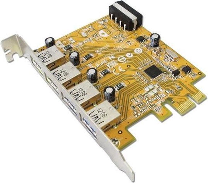 SUNIX - USB4300N - USB 3.0 PCI Express Kaart - 4 Poorten - Zwart