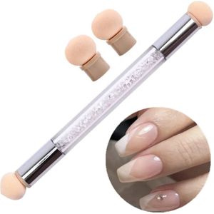 Hiden - Nail art Spons Brush met 3 Sponzen set - Nail Art Penselen - Spons Brush nagels - Make up Spons - Wit