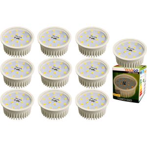 Trango Set van 10 MO15*10 LED Module Ultra Flat 5 Watt slechts 2.3cm hoog 3000K warm wit ter vervanging van GU10 & MR16 halogeenlampen voor inbouwarmaturen, plafondspots, inbouwspots, plafondlampen