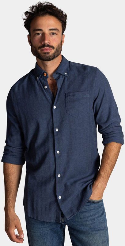 NZA - Katoenen Overhemd - Blauw - Stretch