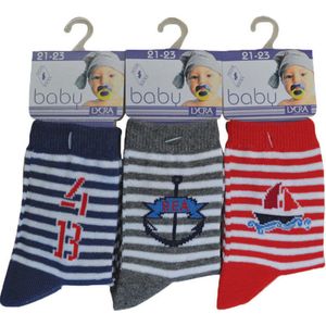 Baby / kinder sokjes marine - 21/23 - unisex - 90% katoen - naadloos - 12 PAAR - chaussettes socks