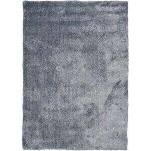 Vercai Rugs Shadow Collectie - Hoogpolig Vloerkleed - Zacht Tapijt voor Woonkamer - Polyester - Zilver / Blauw - 60x110 cm