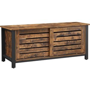 c90 - TV-tafel voor TV's tot 48 inch - TV-meubel in industriële uitvoering - lowboard met schuifdeuren en 2 legplanken - woonkamer - gang - 110 x 40 x 45 cm - vintage - donkerbruin LTV41BX